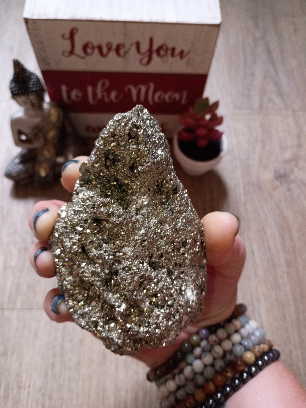 Gold Pyrite With Calcite From Spain Shimmering Home Decor